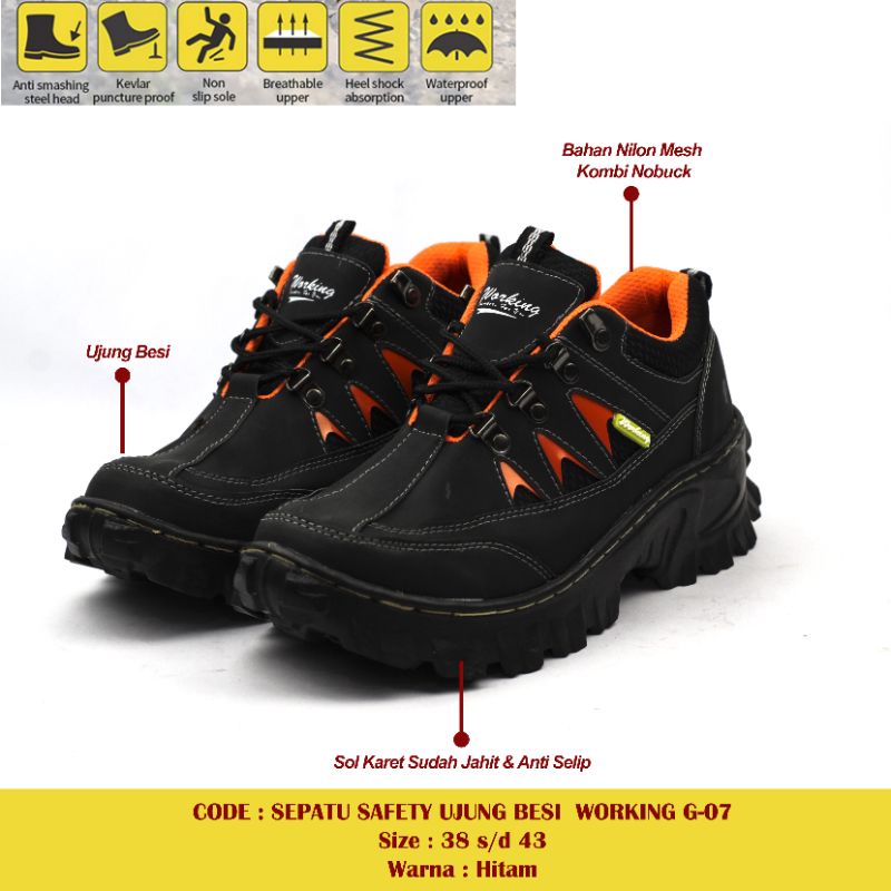 Jual Sepatu Safety Pria Boots Original Kulit Ujung Besi Touring Riding ...