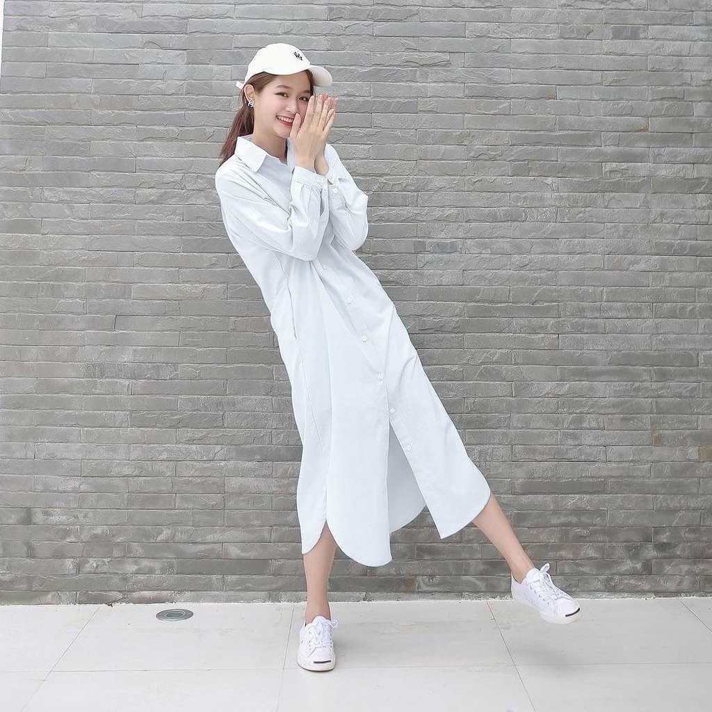 Jual Tunik Kemeja Oversized Long Tunik Midi Dress Basic Longsleeve Chelsea Shopee Indonesia