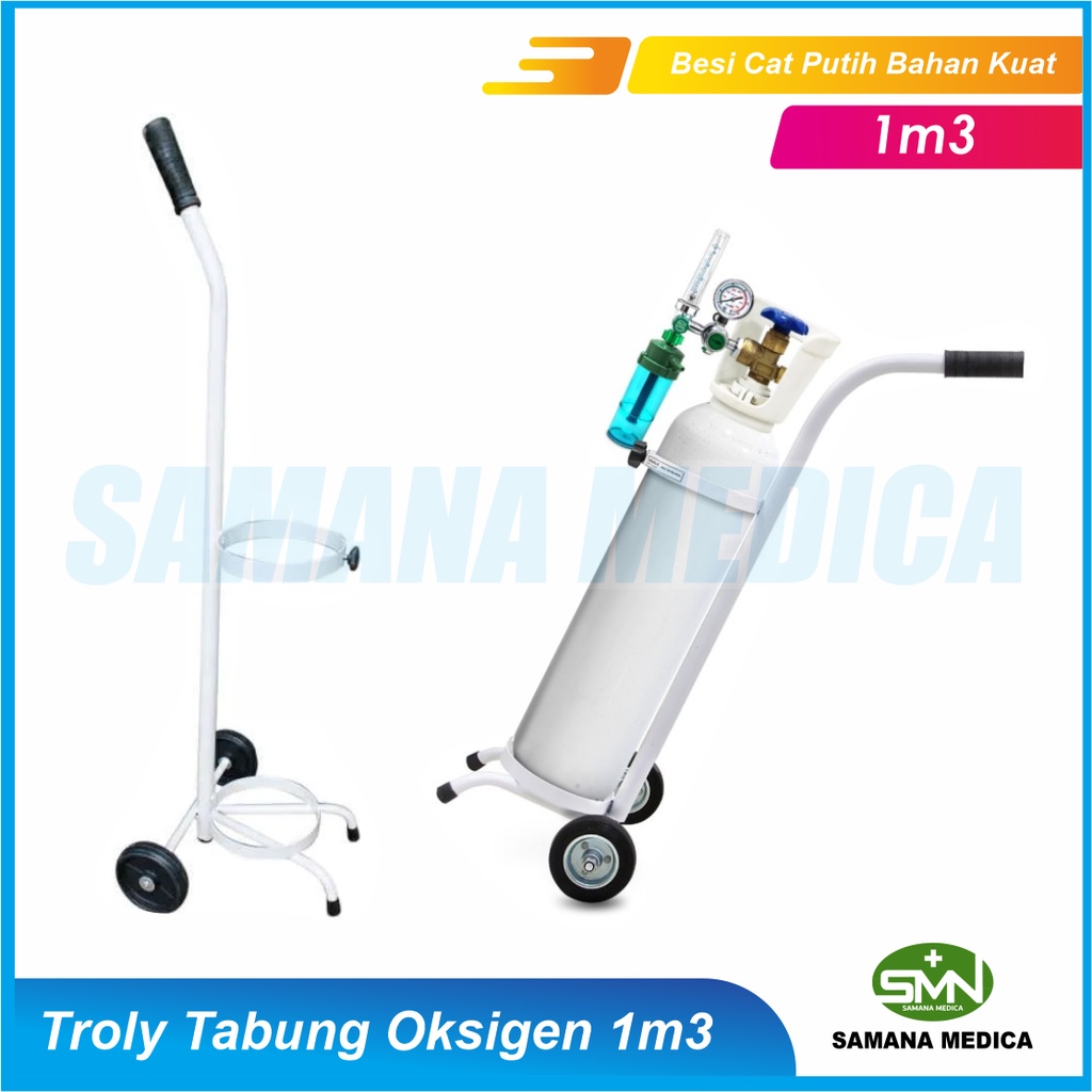 Jual Troly Tabung Oksigen 1M3 Besi Cat Putih Bahan Kuat , Tidak Mudah ...