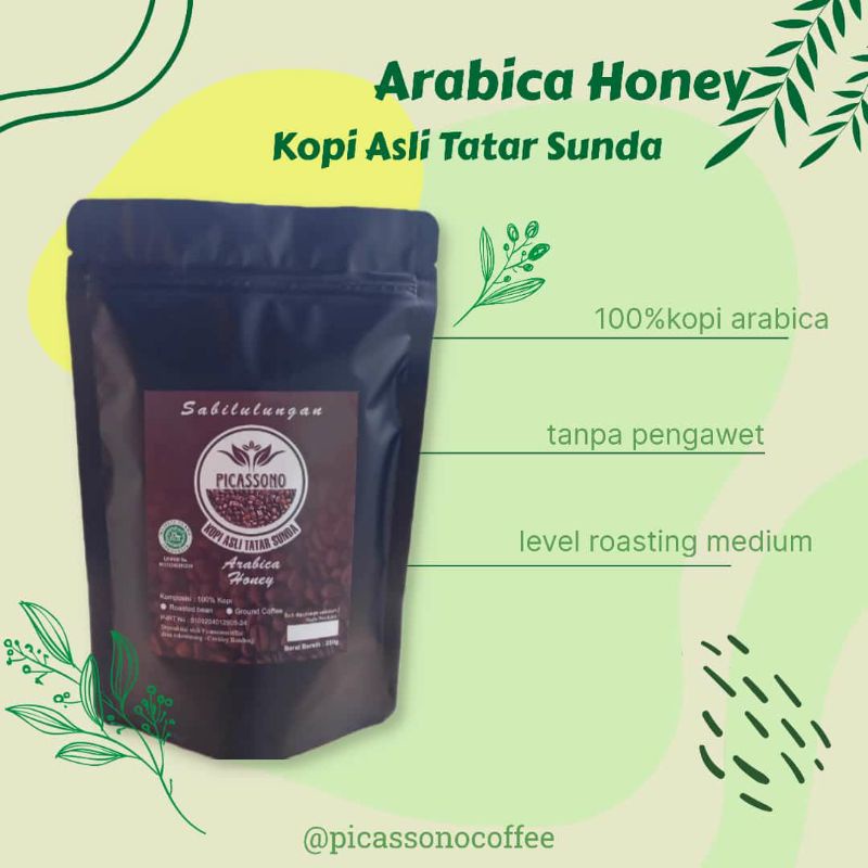 Jual Kopi Bubuk Arabika Picassono Coffee Arabica Honey Madu Khas Tatar Sunda Shopee Indonesia