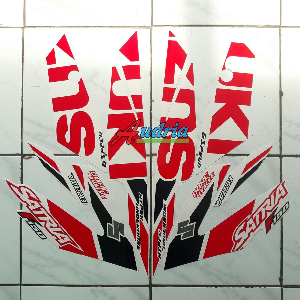 Jual stiker striping body motor satria f150 2019 putih-merah | Shopee ...