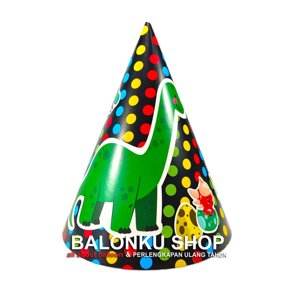 Jual Topi Ulang Tahun / Topi Ultah Kerucut / Topi Kerucut Dinosaurus