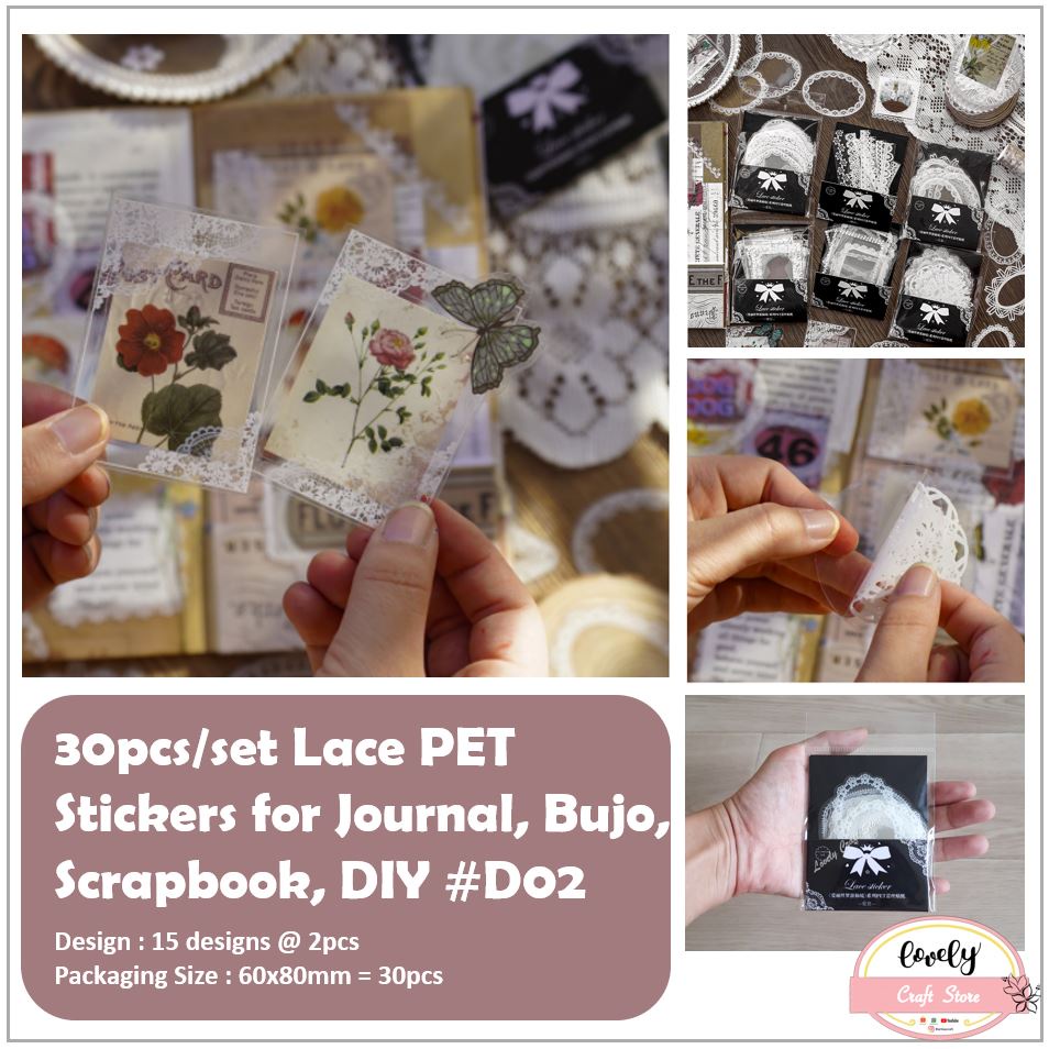 Jual LovelyCraftStore | PET Sticker D02 ~ 30pcs/set Journal Sticker PET ...