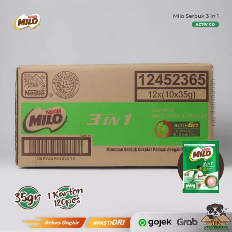 Jual milo 3in1 sachet per dus (12*10bks) | Shopee Indonesia