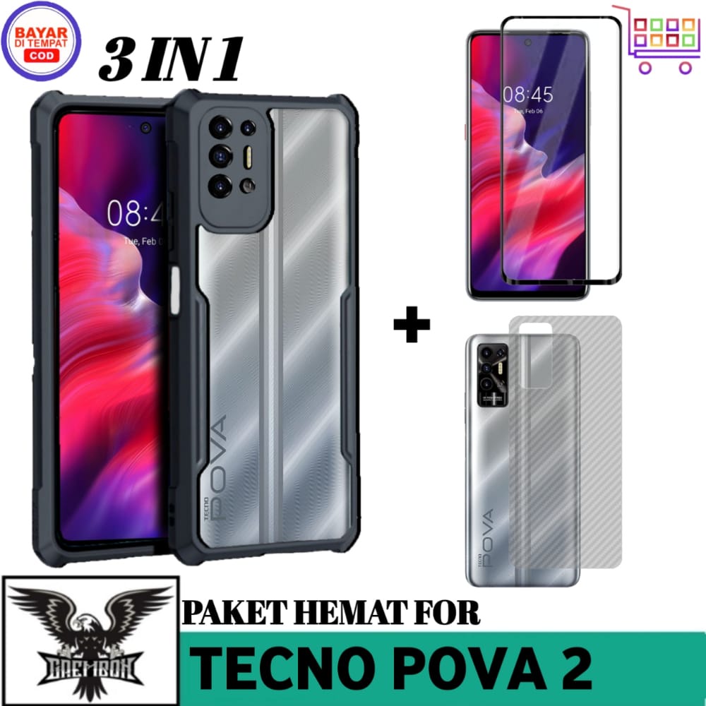 Jual Soft Case Tecno Pova Case Fusion Armor Free Tempered Glass Dan Garskin Carbon Shopee