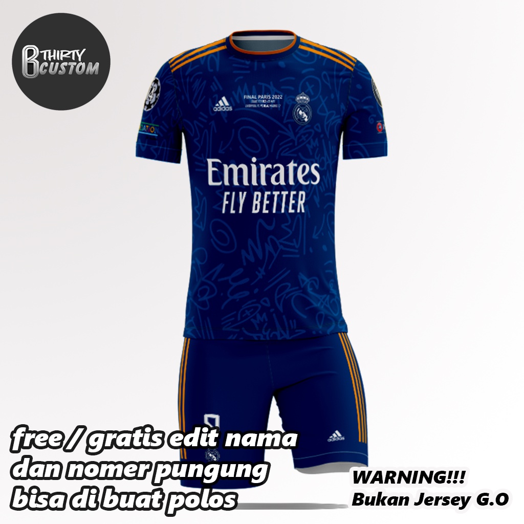 Jual Jersey Real Madrid Away 20222023 Full Printing Free Edit Nama Dan