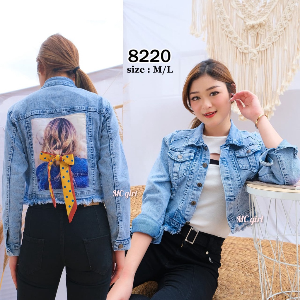 Jaket jeans crop on sale top