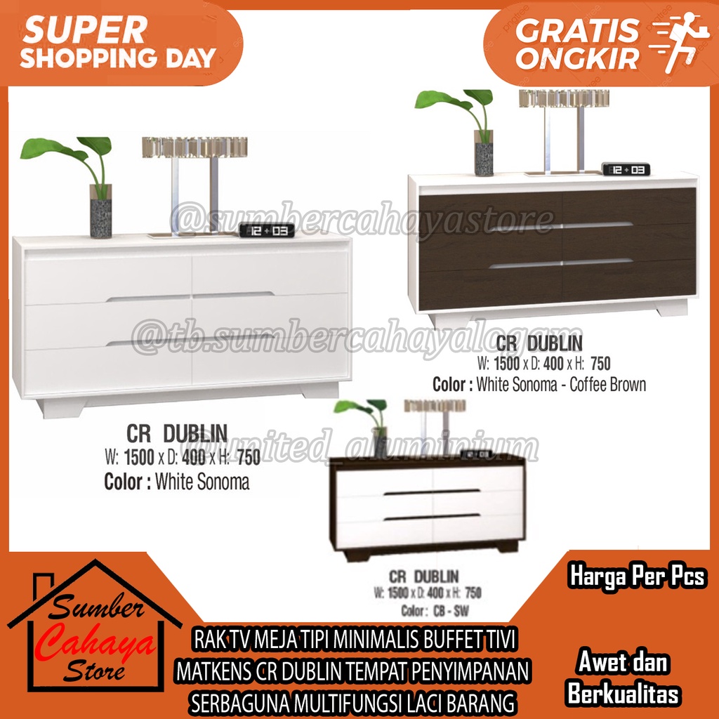 Jual Rak TV Minimalis Putih Buffet TIVI TIPI Meja Rack Sideboard Laci ...