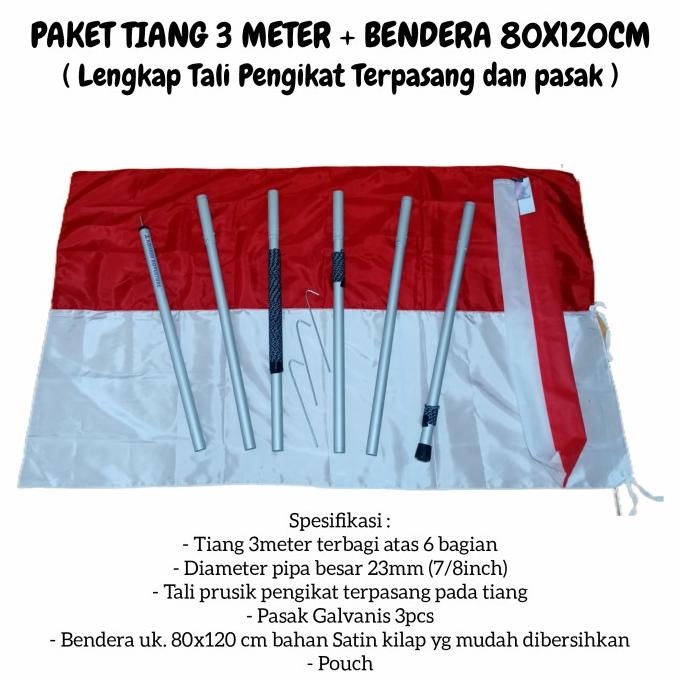 Jual Paket Tiang Bendera Merah Putih Tinggi 3 Meter Dan Bendera 80X120 ...