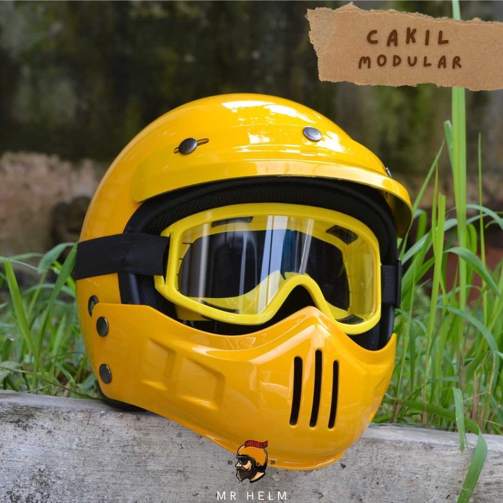 Jual HELM RETRO CAKIL MODULAR SNI VESPA / CAFERACER FREE GOGGLE ( MR ...