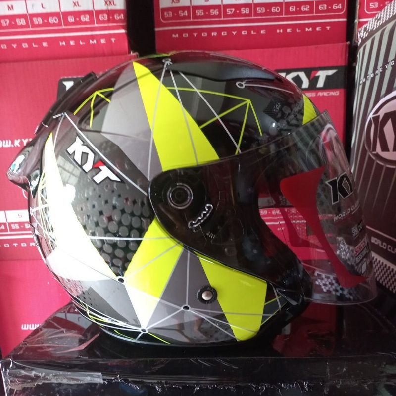 Jual Helm Kyt Galaxy Slide Flat R Matrix Black Yellow Fluo Paket Ganteng Original Shopee