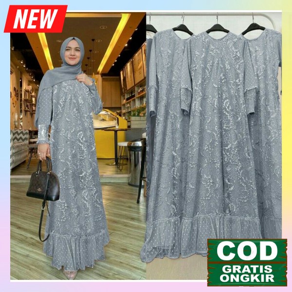 Jual Jubah Wnita Muslim Gamus Baju Kondangan Pakaian Dress Ibu Ibu Mewah Elegan Baju Gamis