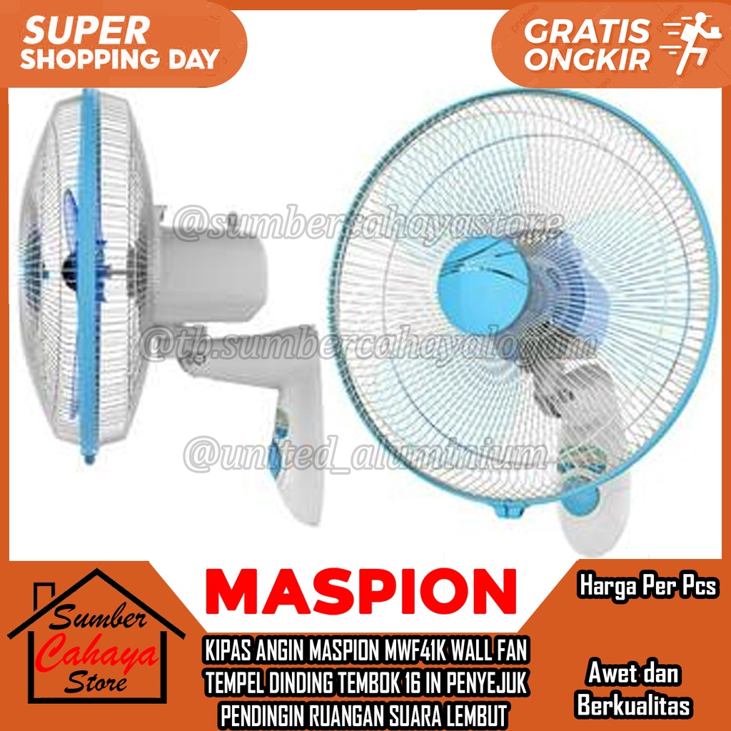 Jual MASPION MWF 41 K KIPAS ANGIN WALL FAN 16 INC MWF41K Dinding Angen ...