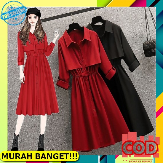 Midi Dress Code Natal Imlek Paskah Pesta Wanita Korea Bahan Suger Mix Mutiara Kondangan Wedding Korean Style Baju Natalan Gereja Motif Cantik Cod
