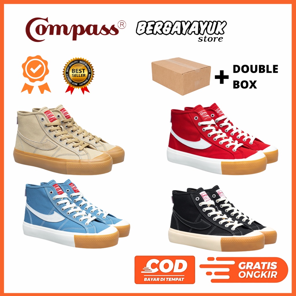 Jual Sepatu Compass Gazelle High Black Gum/Blue Sky/Redgum/Cappuccino ...