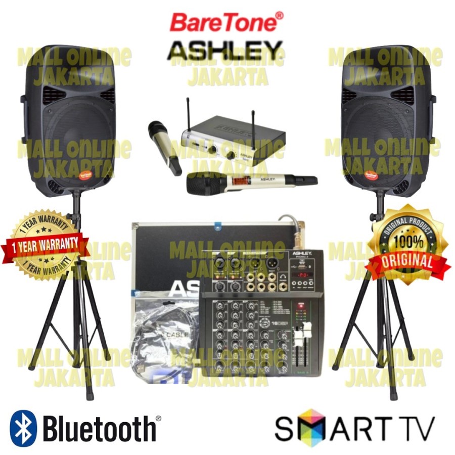 Jual Paket Speaker Aktif Baretone Inch Mixer Ashley Ch Sound System Shopee Indonesia