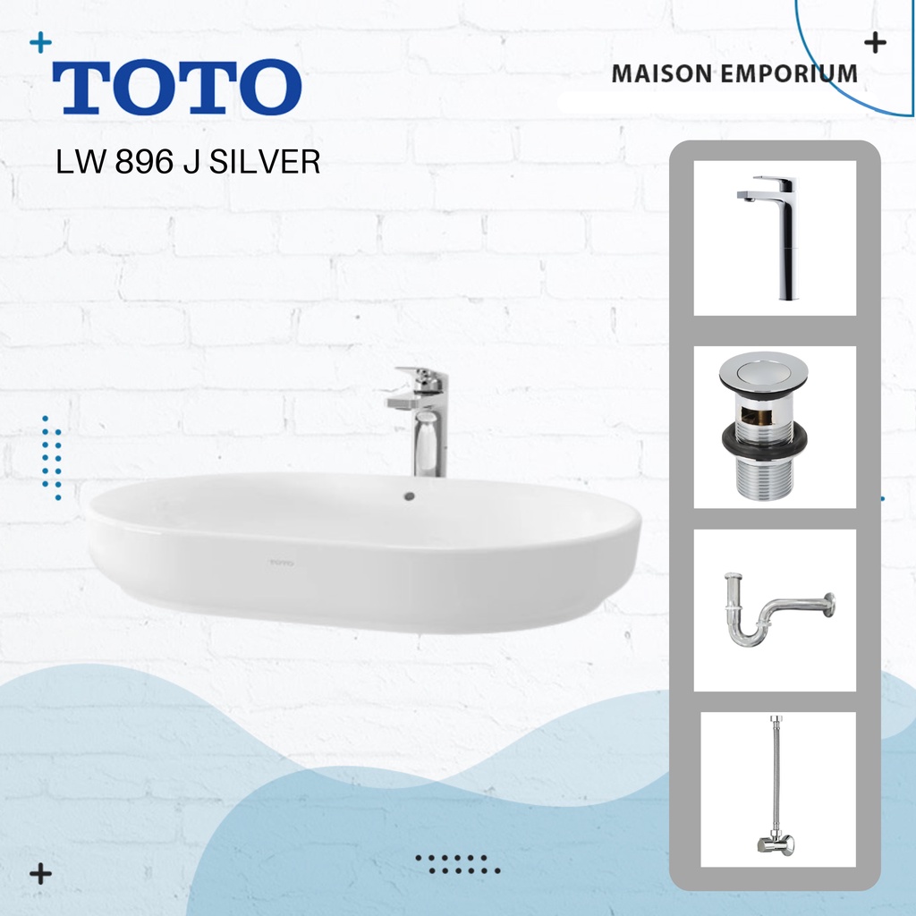 Jual PAKET WASTAFEL TOTO LW896J SILVER / SET WASHTAFEL LW 896 TINGGAL ...