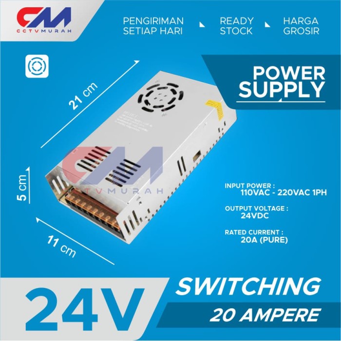 Jual Power Supply 24V 20A DC Switching Waterproof PSU | Shopee Indonesia