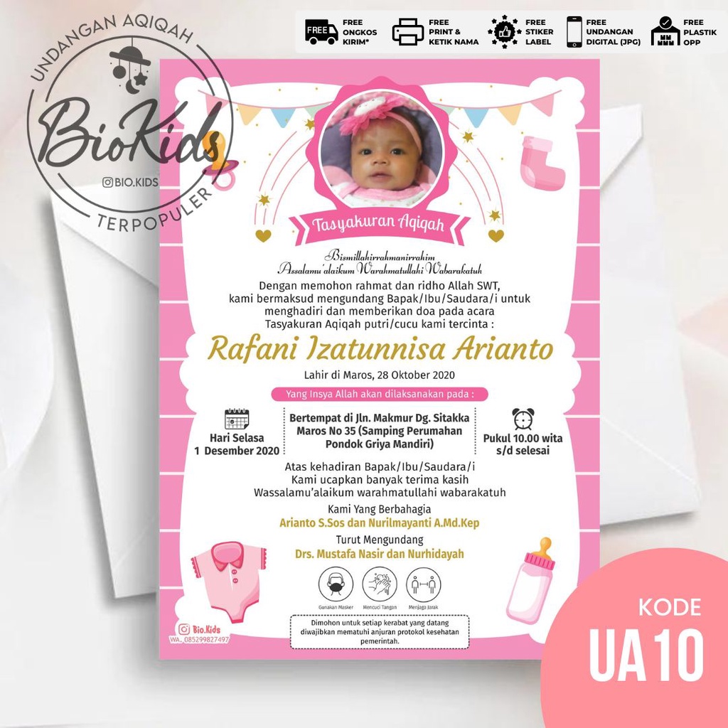 Jual [18 Desain] Undangan Aqiqah, Syukuran, Selapan, Tasyakuran