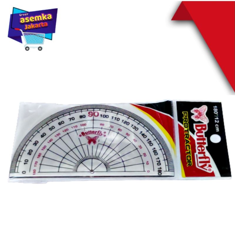 Jual Penggaris Butterfly Protractor 180°/12cm dan 10cm isi 12 pcs ...