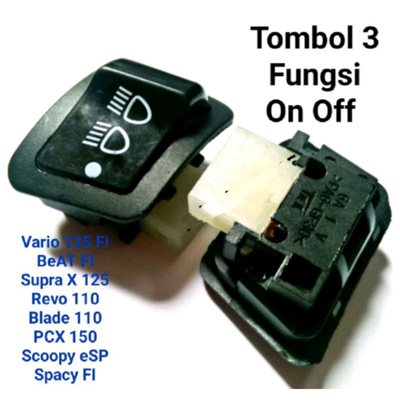 Jual Saklar Tombol Dim On Off 3 Fungsi BeAT Fi / Vario Fi (KYZ ...