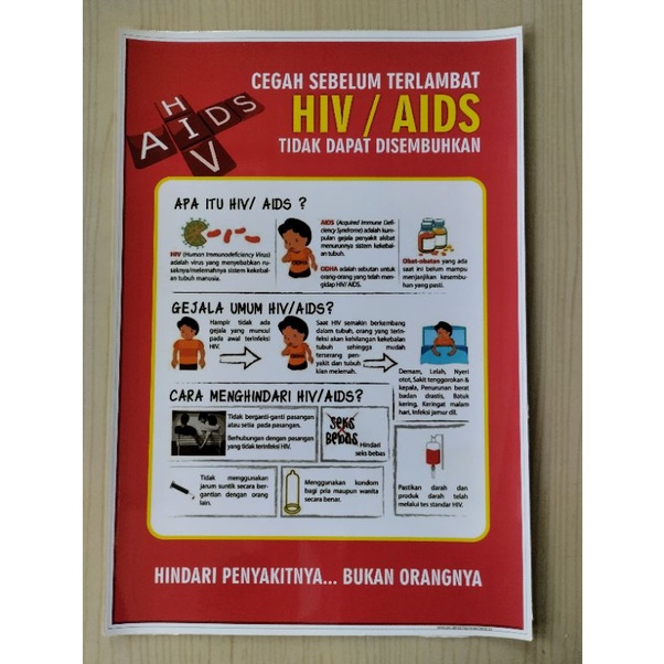Jual Poster Cegah Sebelum Terlambat HIV / AIDS Tidak Dapat Disembuhkan ...