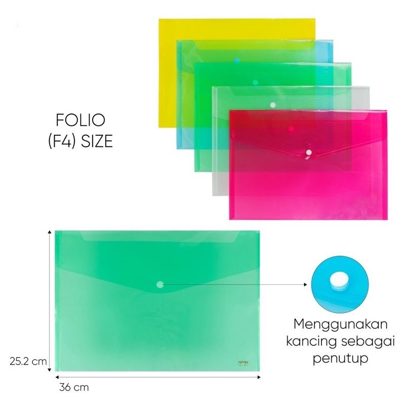 Jual Map plastik kancing folio/f4 /map transparan kancing 1&2 | Shopee ...