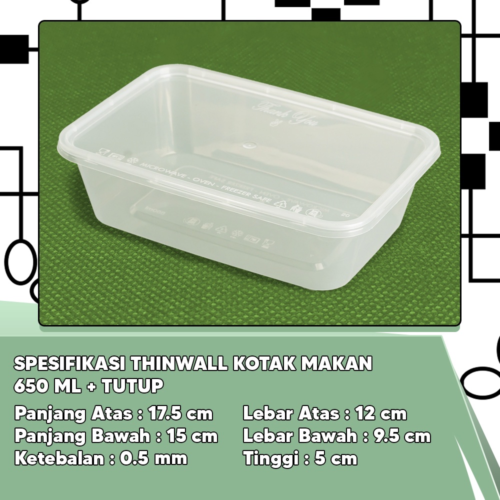 Jual Kotak Makan Plastik 750ml Persegi Panjang Thinwall Food Container Shopee Indonesia 8590