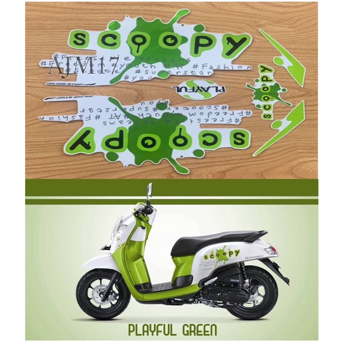 Jual STIKER STRIPING SCOOPY 2017 HIJAU PUTIH PLAYFUL GREEN | Shopee