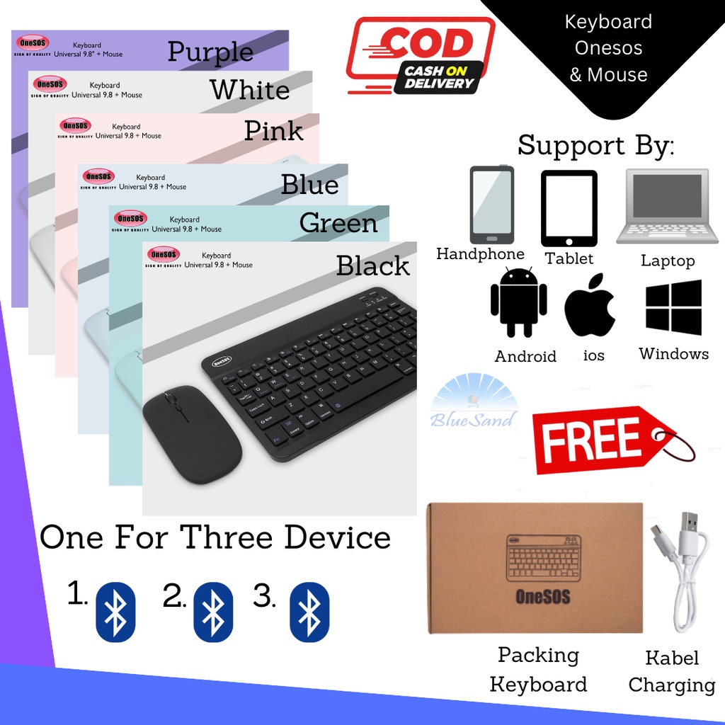 Jual OneSOS Keyboard Wireless Bluetooth Laptop iPad Handphone / Mini Portable Phone Universal