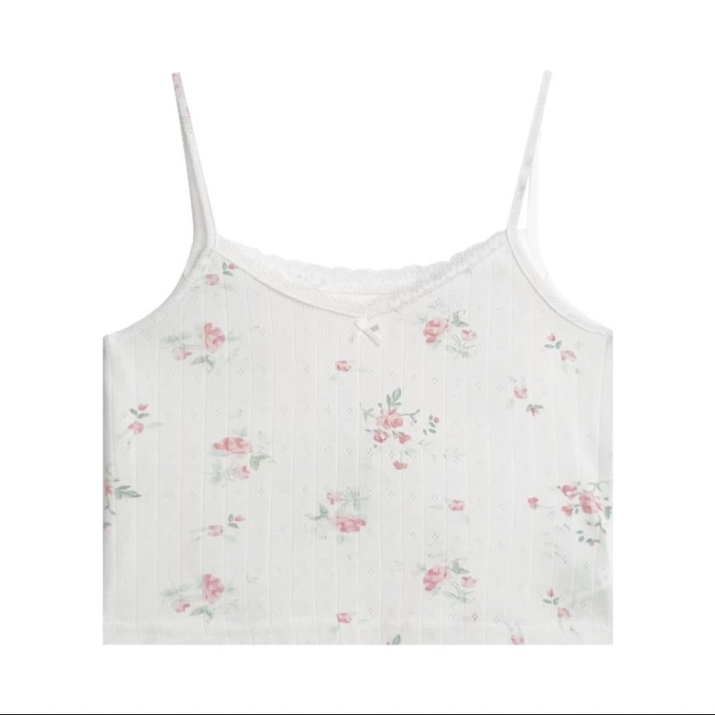 Jual READY Lace Floral Korean Tanktop Crop tank top baju atasan