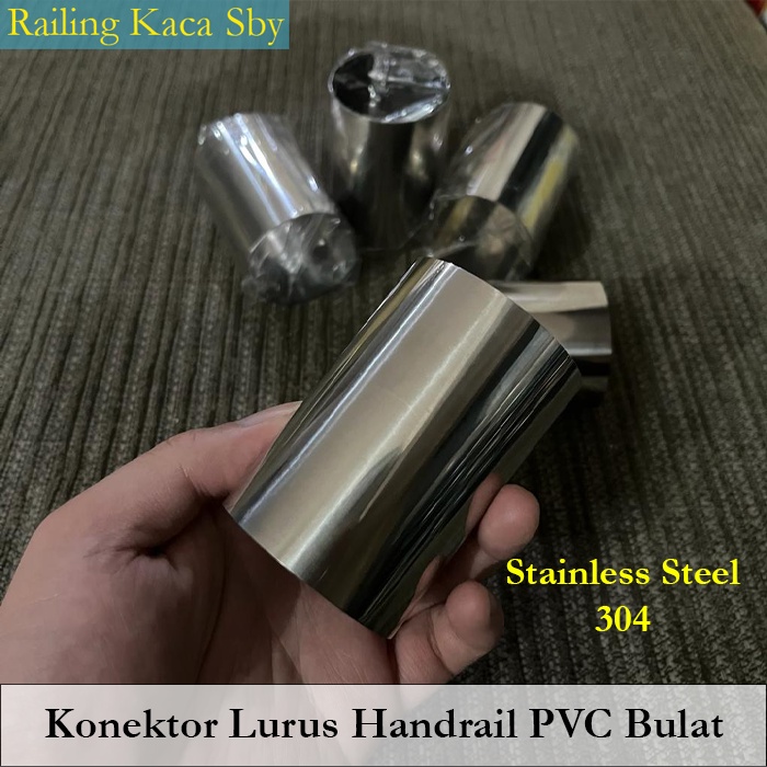 Jual KONEKTOR LURUS SAMBUNGAN HANDRAIL PVC BULAT 50MM (2