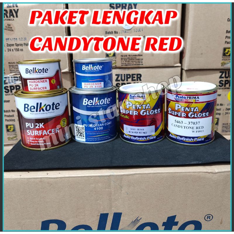 Jual Paket Lengkap Cat Penta Super Gloss Candytone Red Cat Mobil Motor Duco Paint