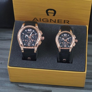 BISA COD Jam Tangan Couple AIGNER Kulit Chrono Tanggal aktif Strap Leather Include BOX Original Jam tangan Fashion Cewek Murah Jam tangan