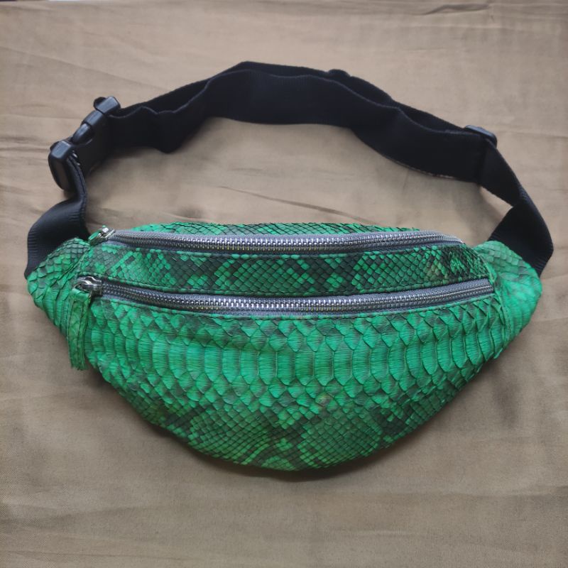 Leather Bags Neon Snake Print Bum Bag Tas Pinggang Kulit Ular