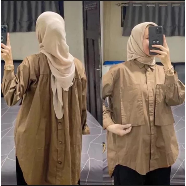 Jual Alena Id I Kemeja Wanita Terbaru Kekinian Pocket Lora Baju Wanita