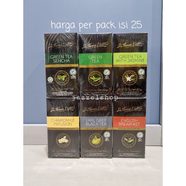 Jual Sir Thomas J LIPTON tea teh celup Earl Grey Black / Chamomile ...