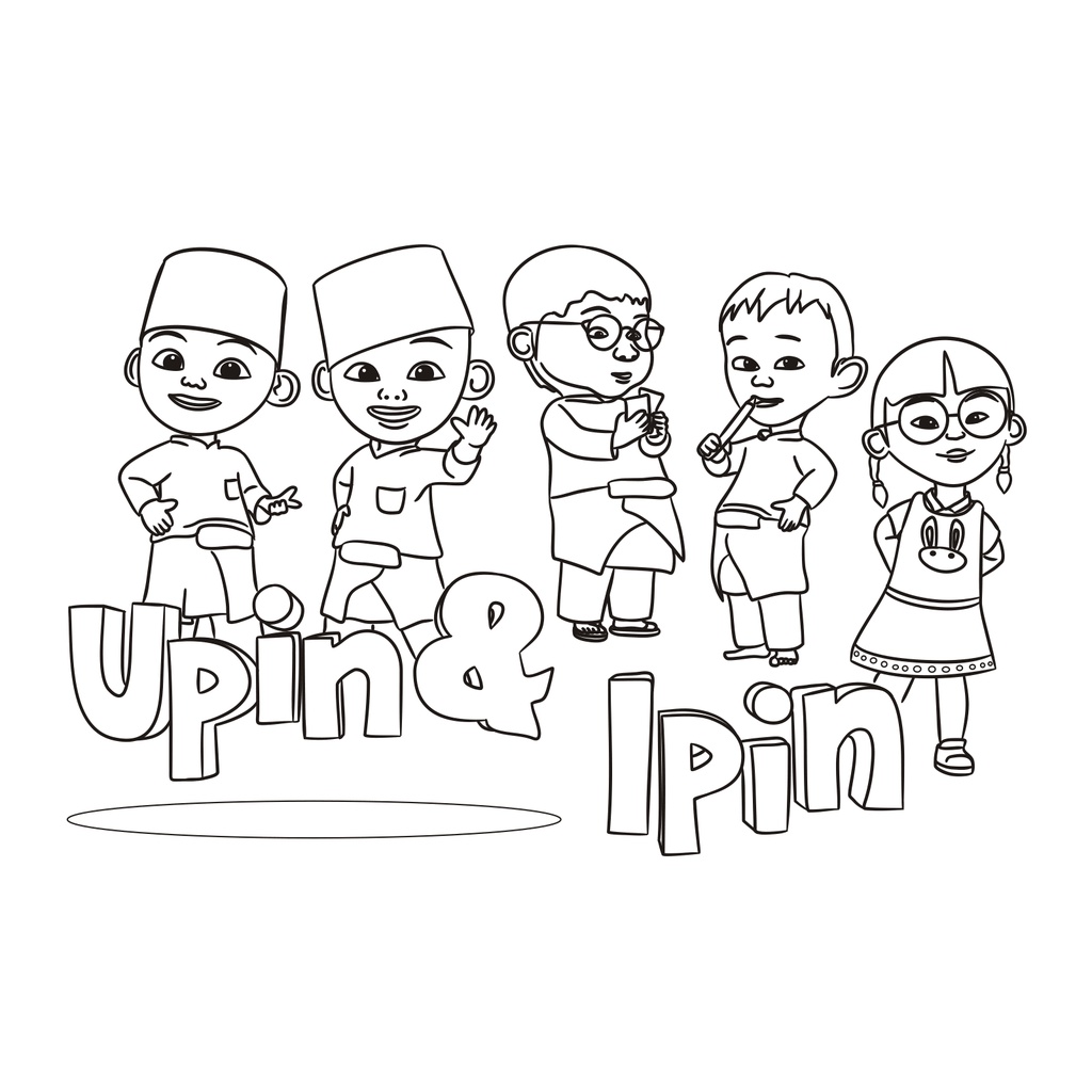 Jual Gambar Sketsa Mewarnai ~ UPIN IPIN/ Seketsa Lukis / Drawing