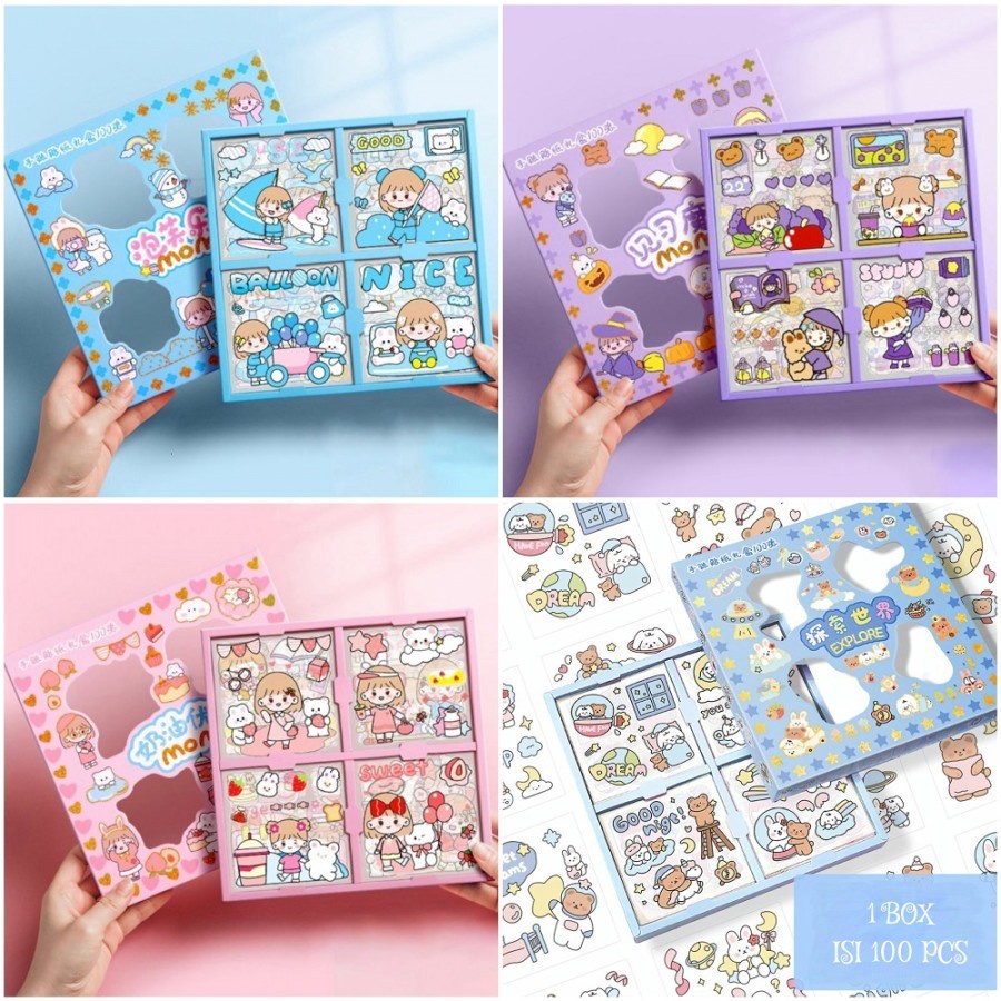 Jual Sticker Set Box Isi 100lbr SENMU / SEN MU Stiker One Set 100 ...