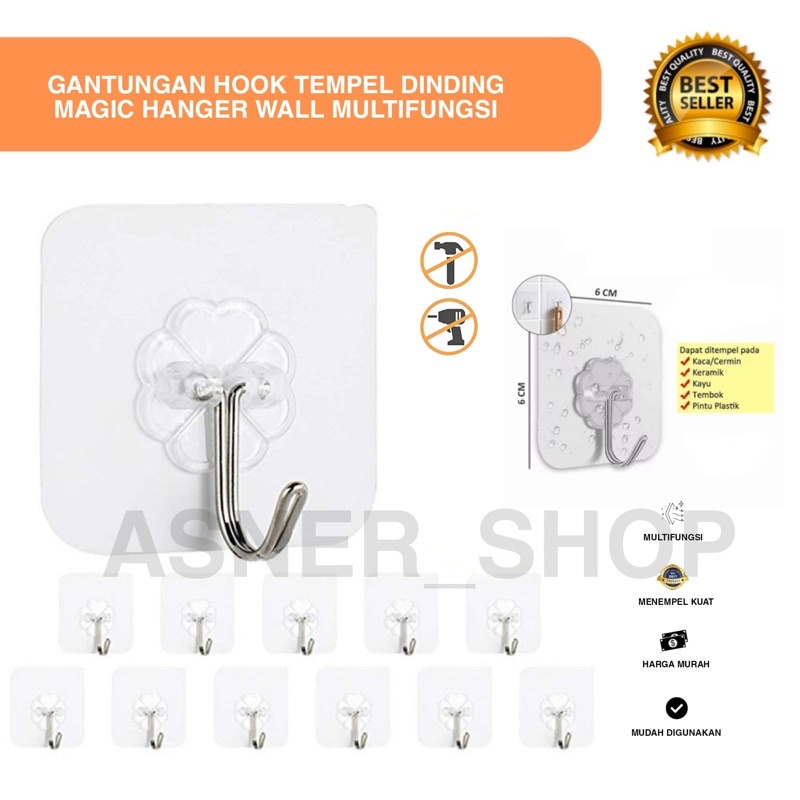 Jual Hanger Wall Hook Paku Gantungan Hook Magic Tempel Dinding Kunci