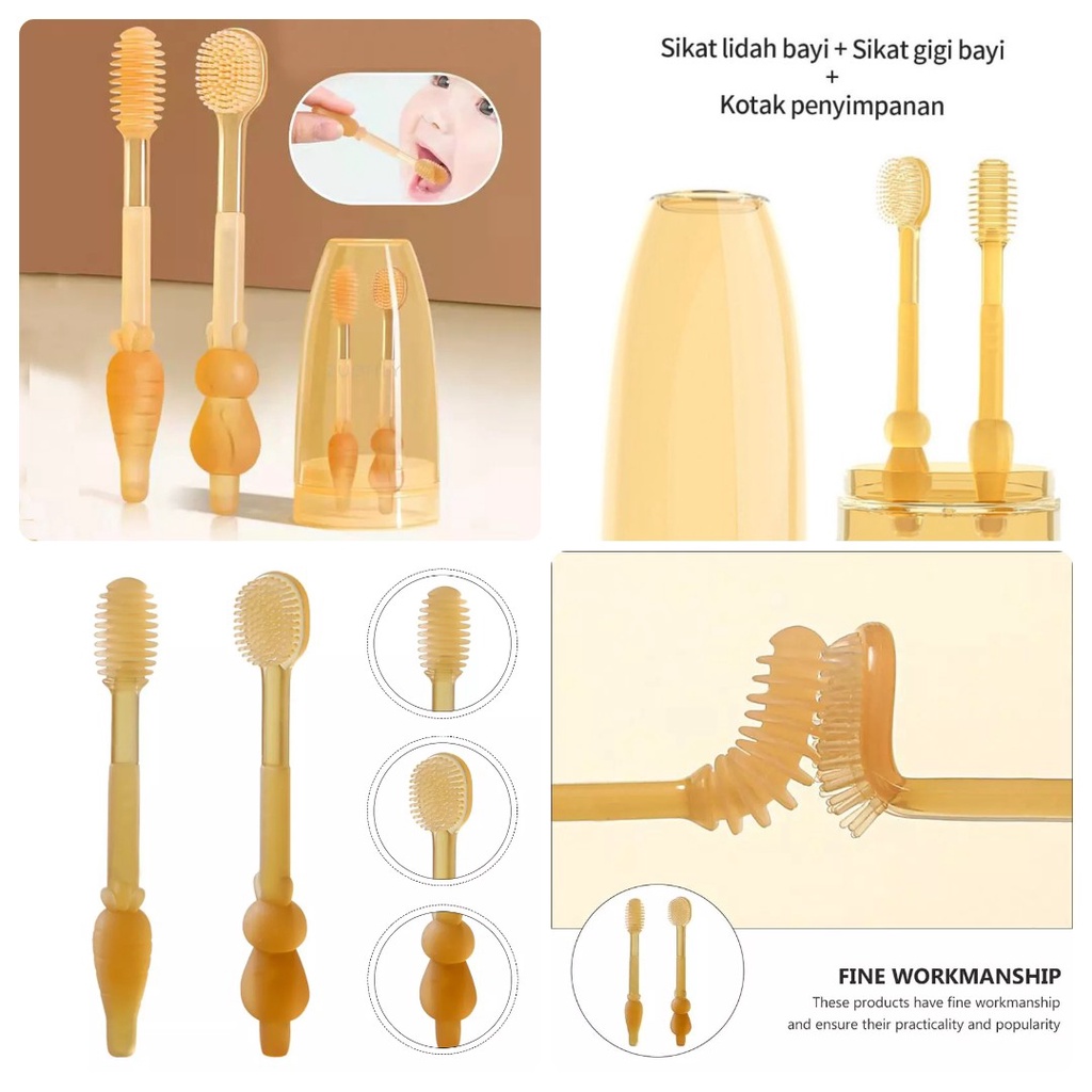 Jual SIKAT LIDAH BAYI 3IN1 SIKAT GIGI BAYI BAHAN SILIKON PERAWATAN