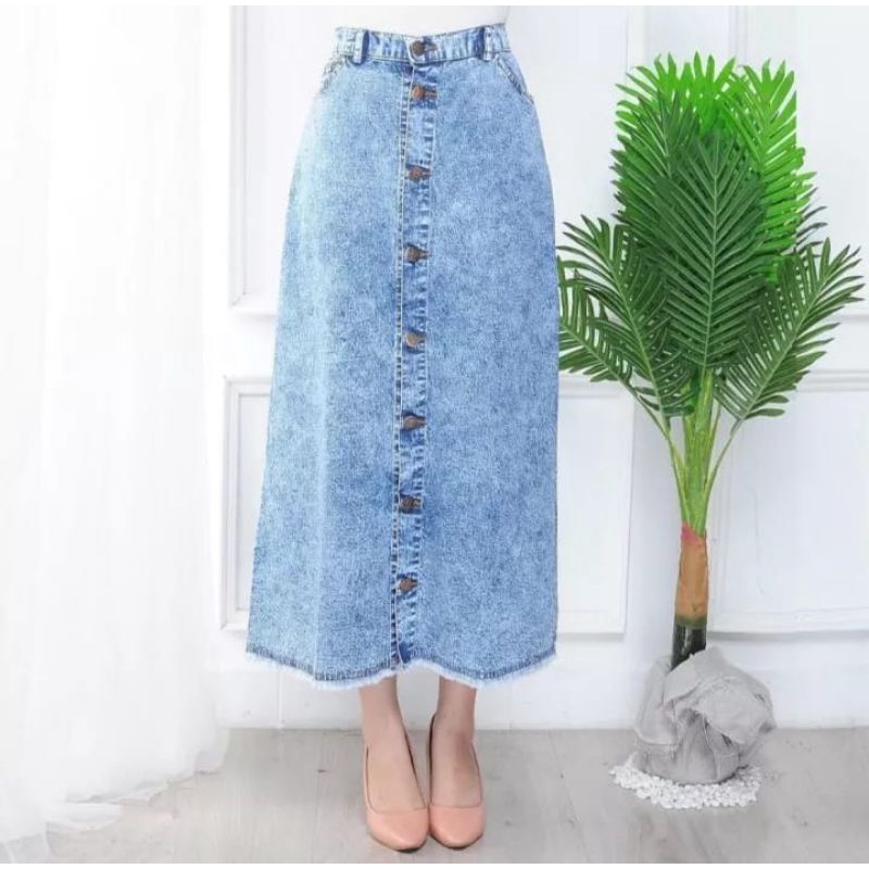 Jual ROK JEANS BUTTON SKIRT | ROK JEANS WANITA | ROK KANCING JEANS ...