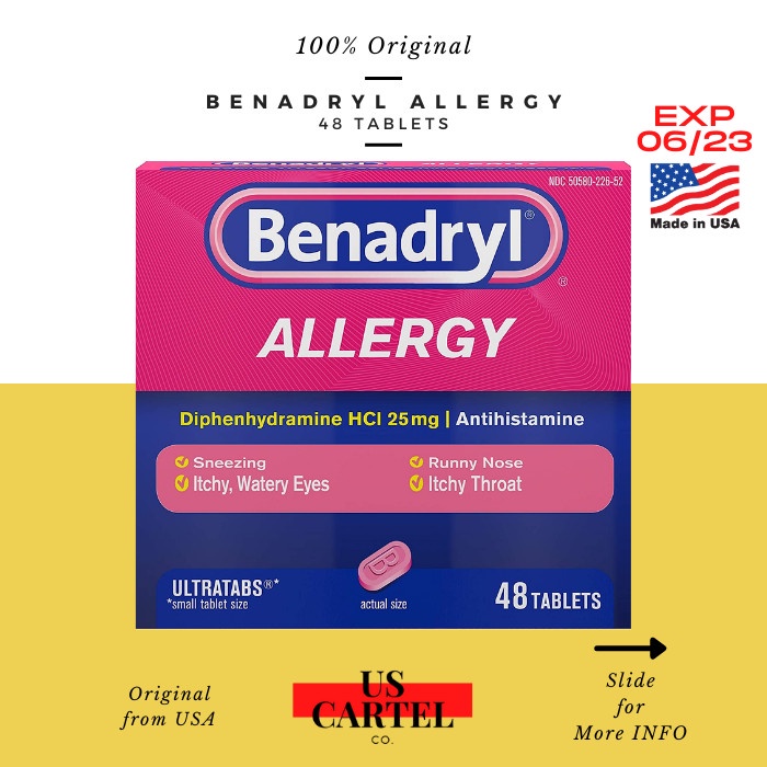 Jual Benadryl Allergy Antihistamine Allergy Medicine 48 Tablets Usa Shopee Indonesia