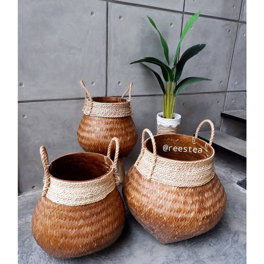 Jual Size S Keranjang Bambu Guci Cover Pot Keranjang Laundry Pot