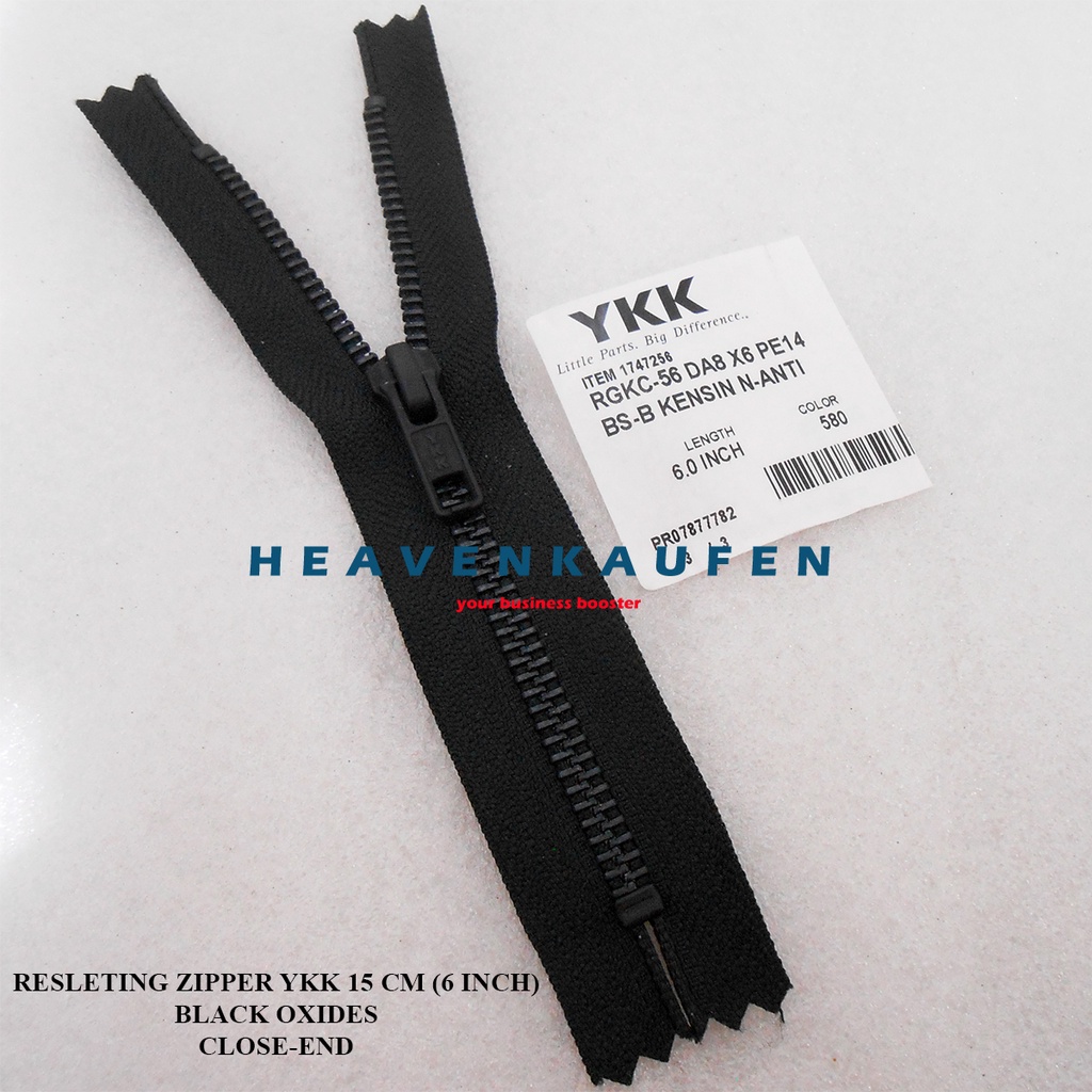 Jual Resleting Zipper YKK Hitam Black Oxide 15 cm / 6 inch Set Close ...