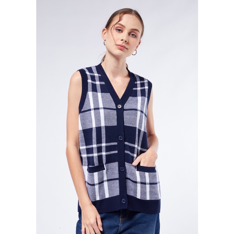 Jual Executive Oversized Check Vest Navy | Shopee Indonesia