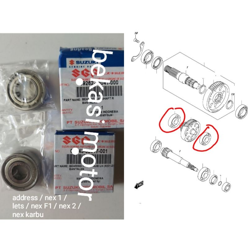 Jual 6201 dan 6202 sepasang laher bearing rasio suzuki nex lets address ...