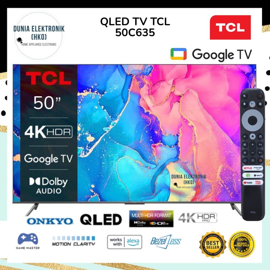 Jual QLED TV TCL 50C635 C635 GOOGLE TV 50 INCH 50" SMART TV 50 INCH 4K ...