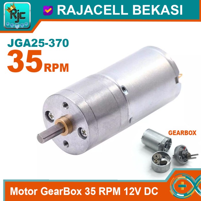Jual Motor Listrik Motor Dc Gearbox 12V 35Rpm Gear Box High Speed Jga25