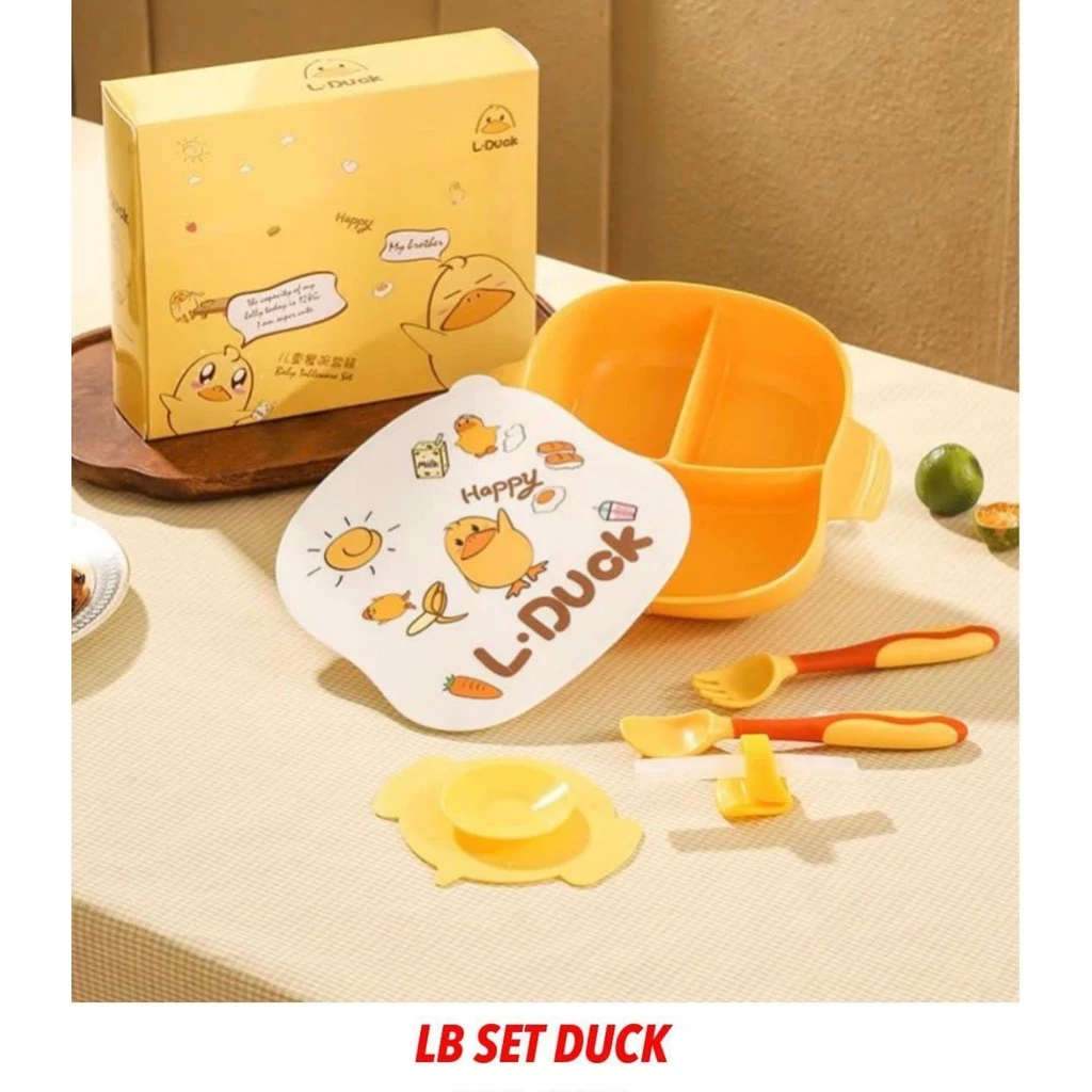 LUNCH BOX SET DUCK / KOTAK MAKAN SET BEBEK LUNCH BOX SEKAT 3 | LUNCH BOX DUCK BEBEK | AutoStock